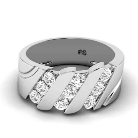 0.85 CT Round Cut Diamonds - Mens Wedding Band