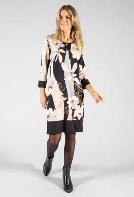 3/4 Sleeve Floral Dress-1