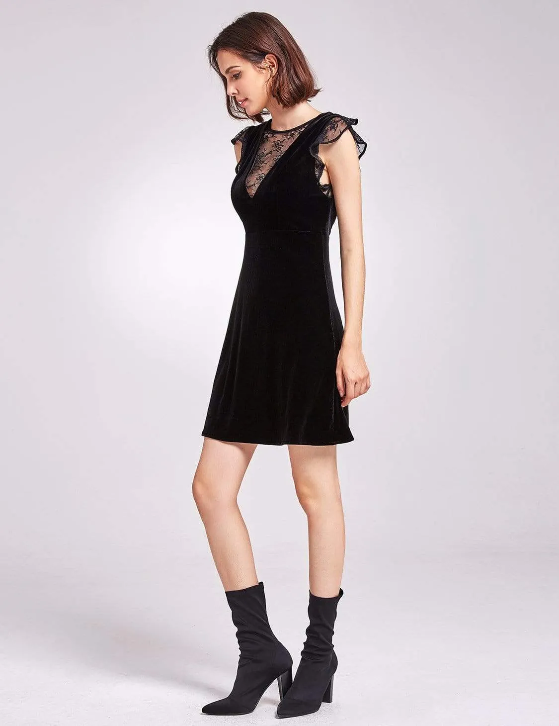 Alisa Pan Velvet Cap Sleeve Party Dress