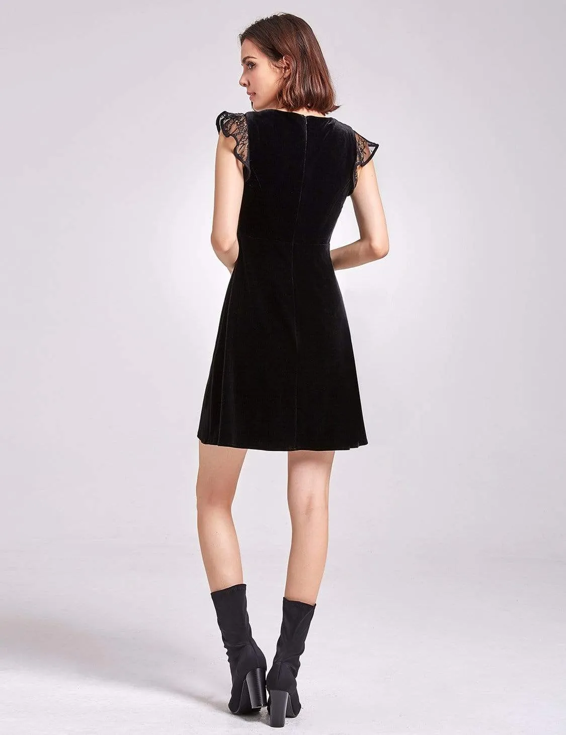 Alisa Pan Velvet Cap Sleeve Party Dress