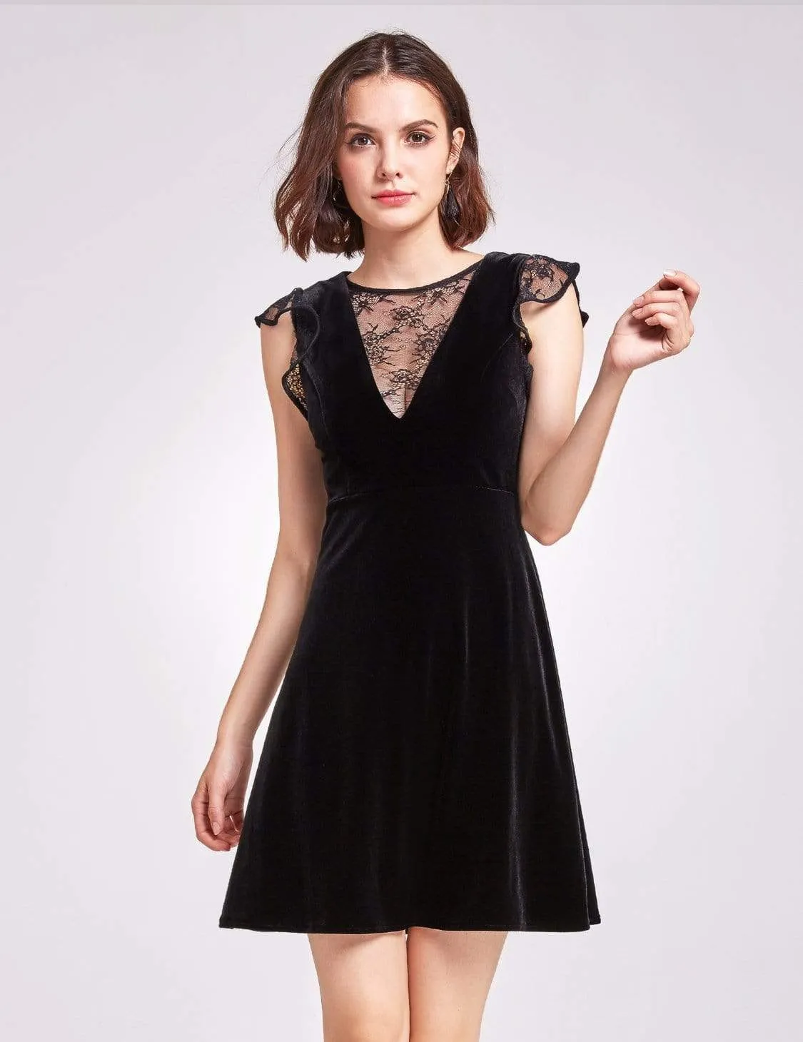 Alisa Pan Velvet Cap Sleeve Party Dress