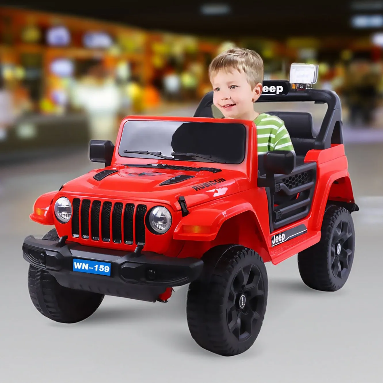 Baby Moo 4X4 Battery Operated Electric Ride On Jeep With Rechargeable 12V Battery, Remote Control Double Seat - Red