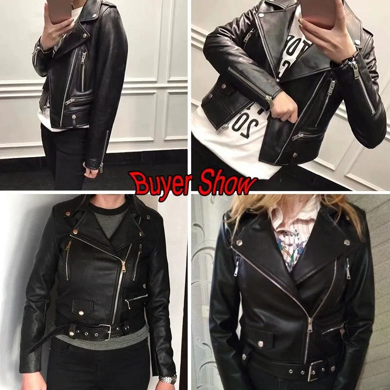 Biker Girl Black Faux Leather Jacket/Women's Vegan Leather Short Jacket