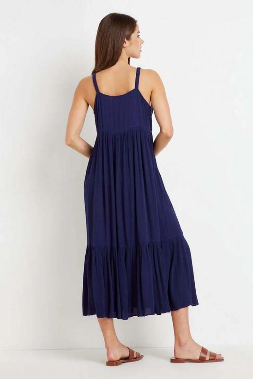 Blue Woven Summer Comfy Flowy Dress