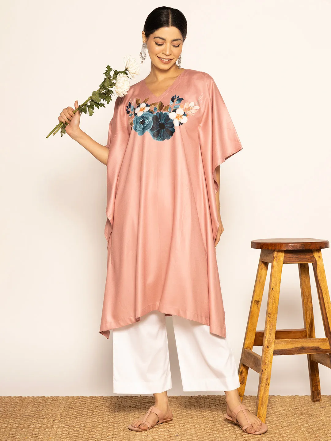 Blush Rayon LongKurta - NeeliGulabi