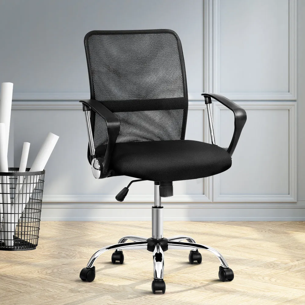 Breathable Mid Back Mesh Office Chair, Adjustable, Black - Artiss