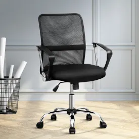 Breathable Mid Back Mesh Office Chair, Adjustable, Black - Artiss