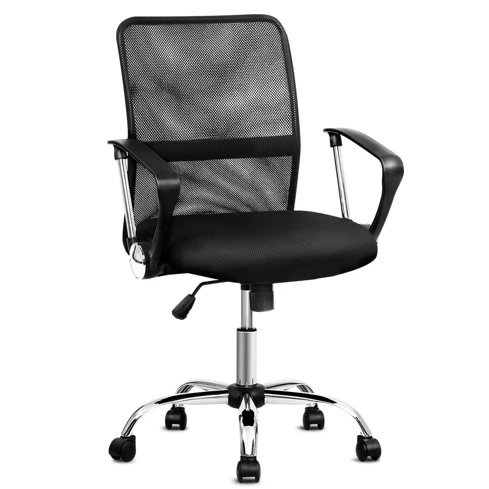 Breathable Mid Back Mesh Office Chair, Adjustable, Black - Artiss