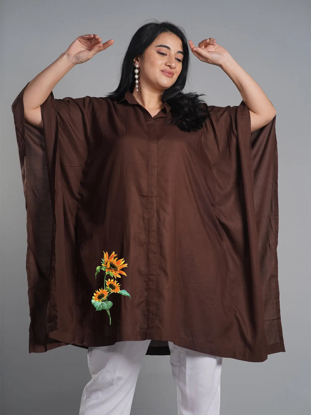 Coffee Rayon ShirtKurta - Surajmukhi