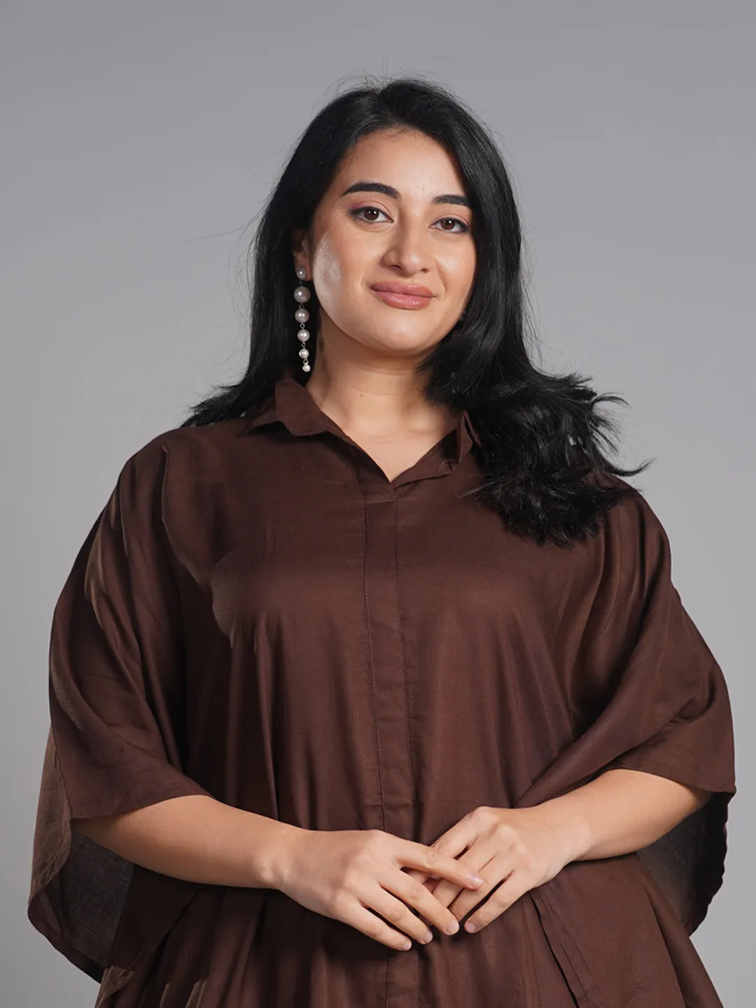 Coffee Rayon ShirtKurta - Surajmukhi