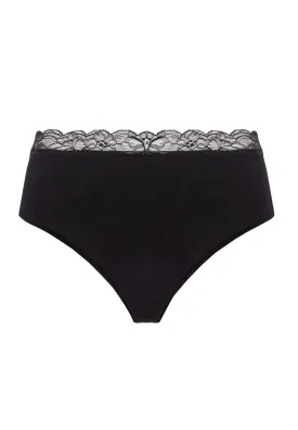 Cotton Lace Lace-Trim Cotton Full Brief | Black 72436-019