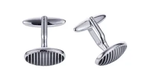 Cudworth Rhodium/Black Epoxy Cufflinks