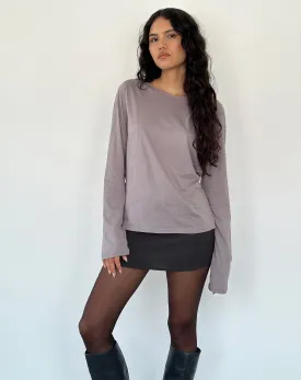 Damon Baggy Long Sleeve Top in Elephant Grey Tissue Jersey