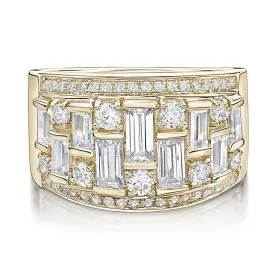 Dress ring with 2.32 carats* of diamond simulants in 10 carat yellow gold