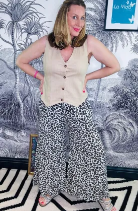 Flora Leopard Wide Leg Trousers