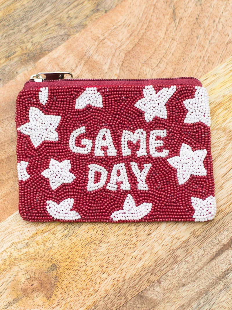 Game Day Coin Bag - Burgundy and White