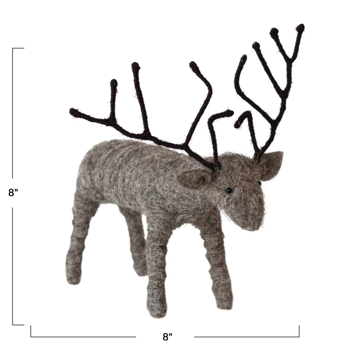 Handmade Wool Felt & Wire Reindeer, 3 sizes