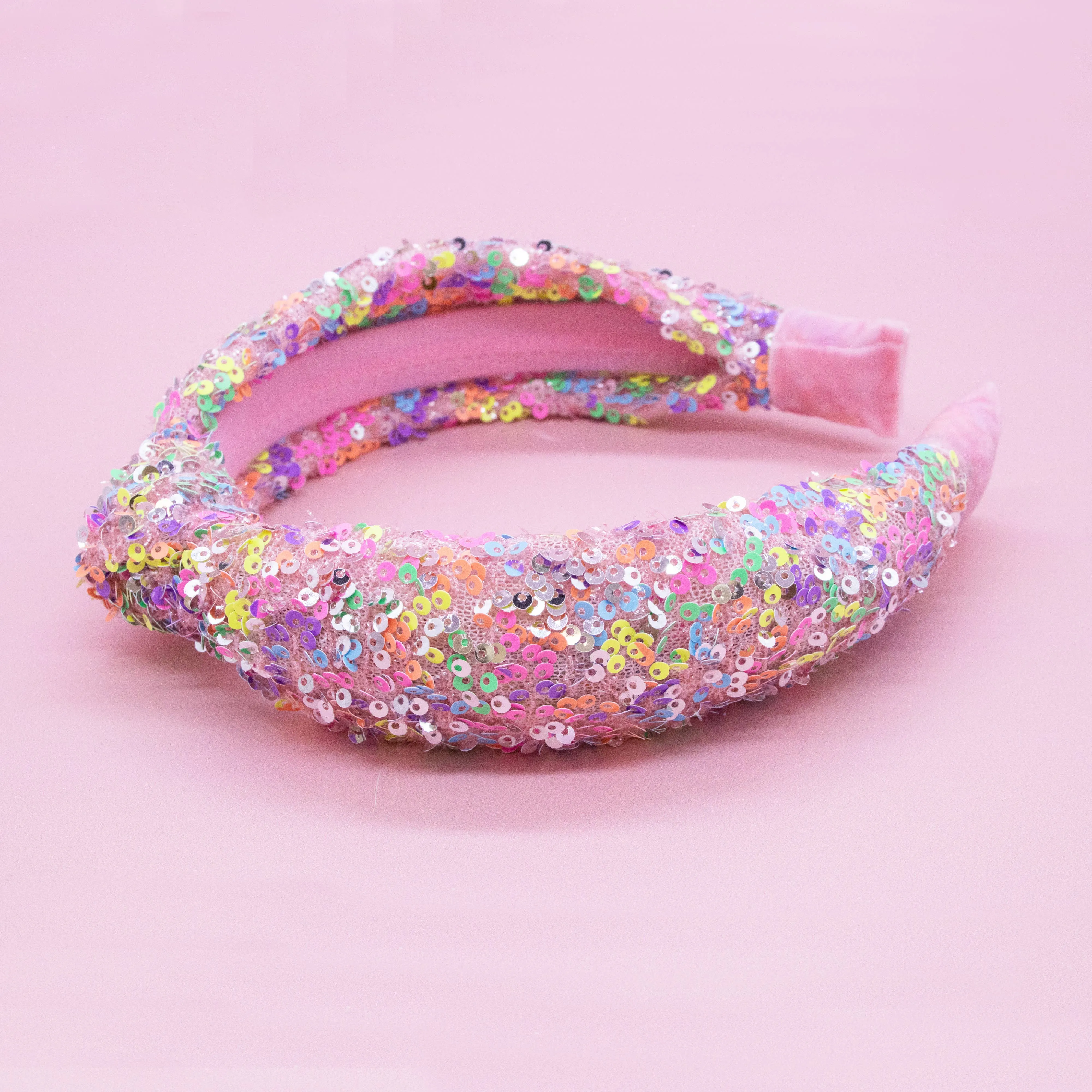 Kids Knot Headband | Rainbow Sequin