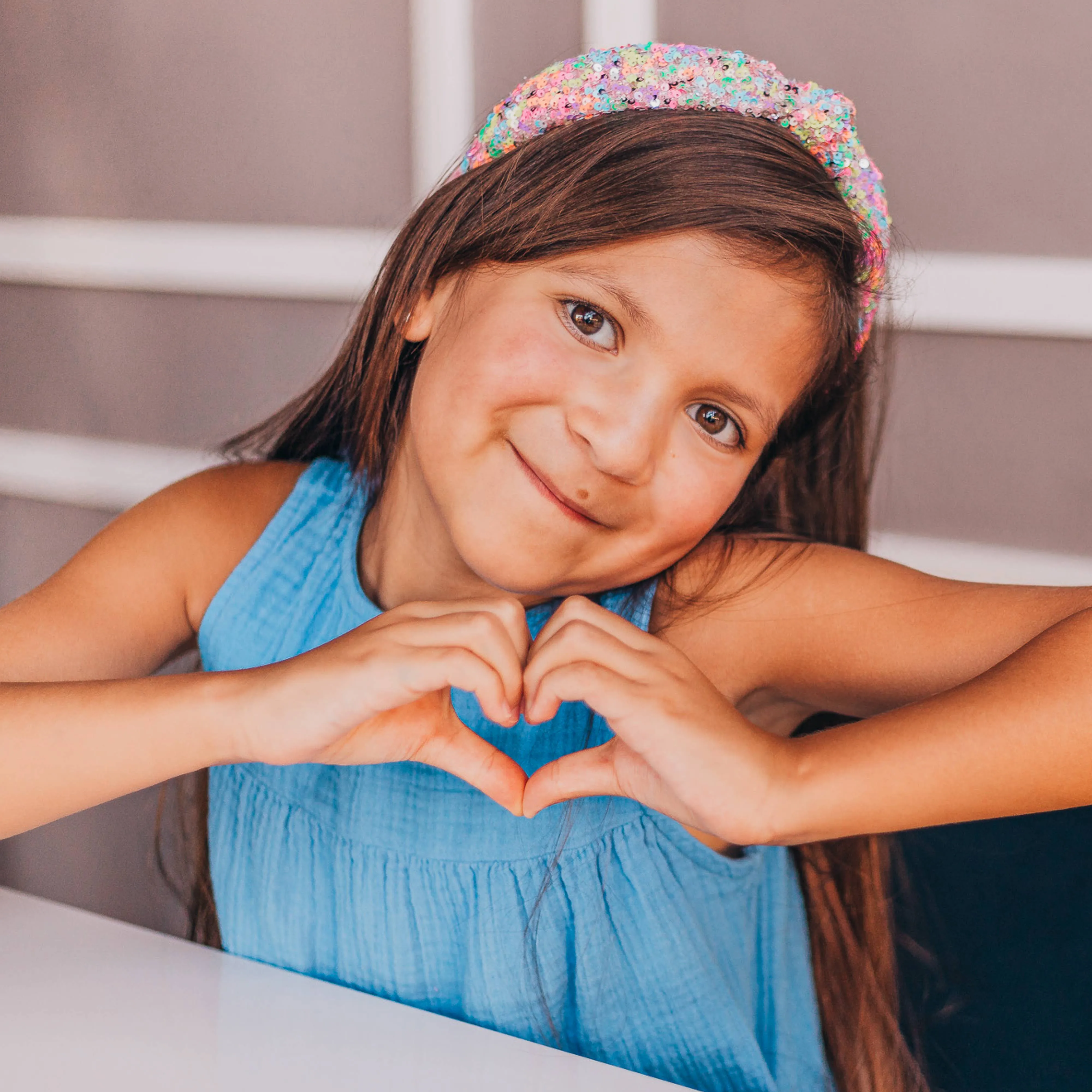 Kids Knot Headband | Rainbow Sequin