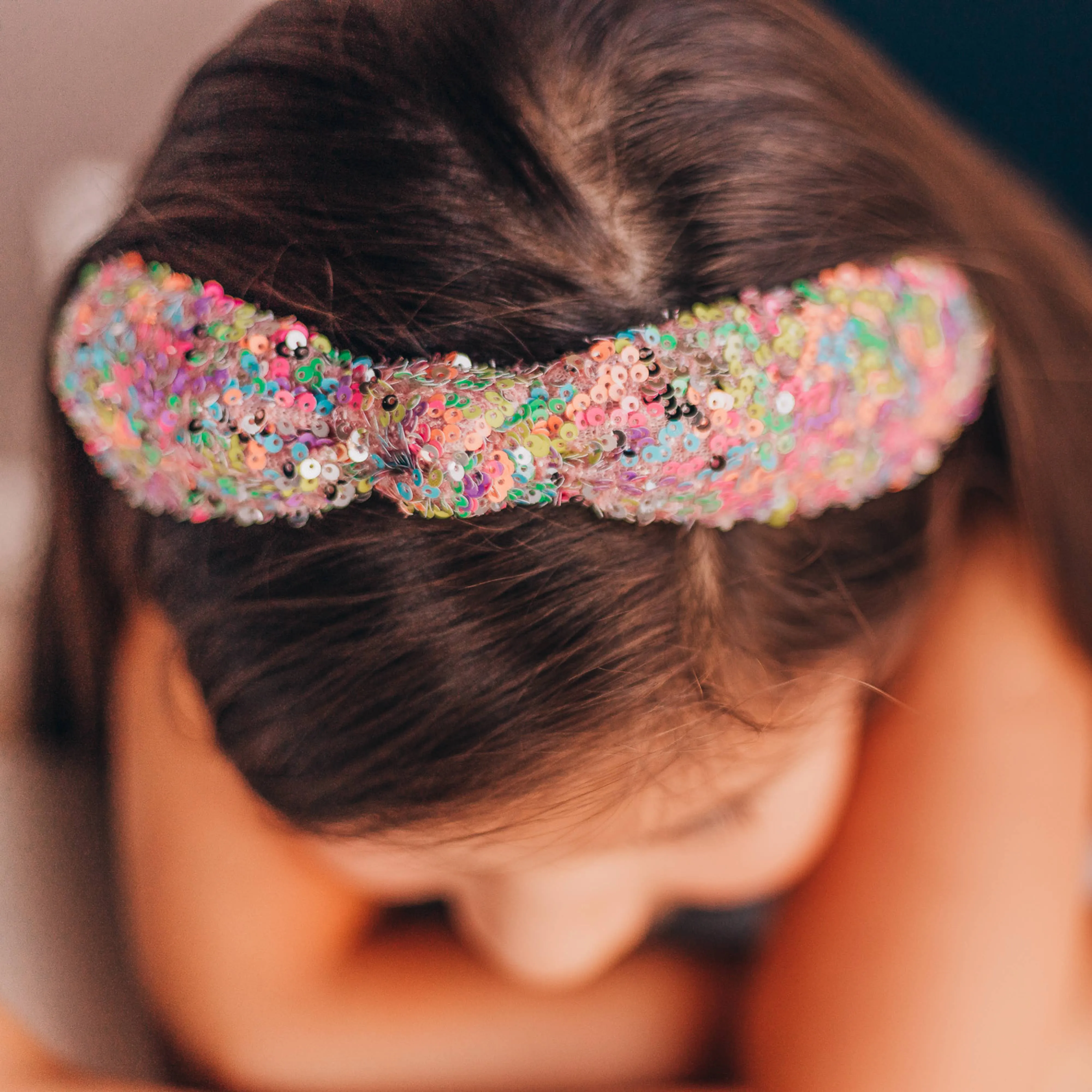 Kids Knot Headband | Rainbow Sequin