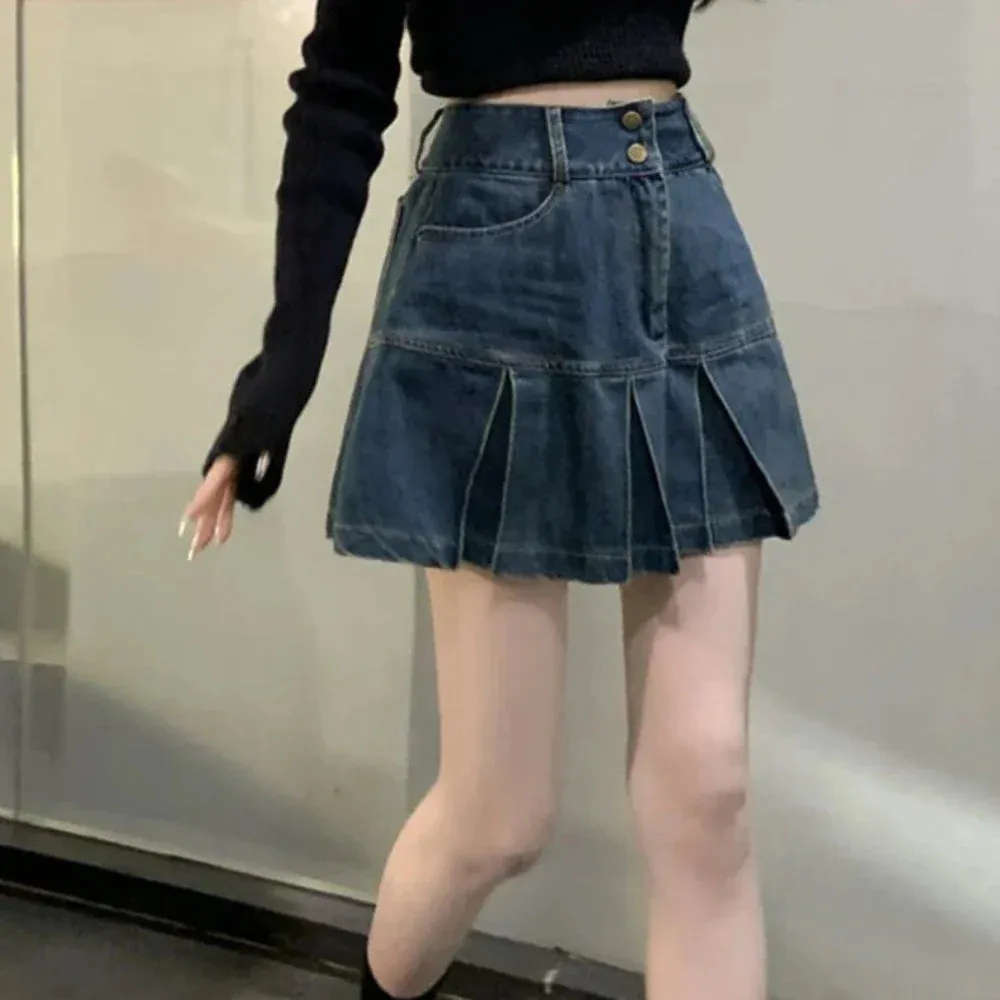 KPOP High Waisted Mini Denim Skirt