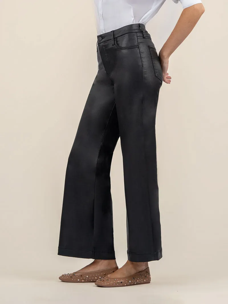 Kut from the Kloth Meg Wide Leg Coated Denim - Black