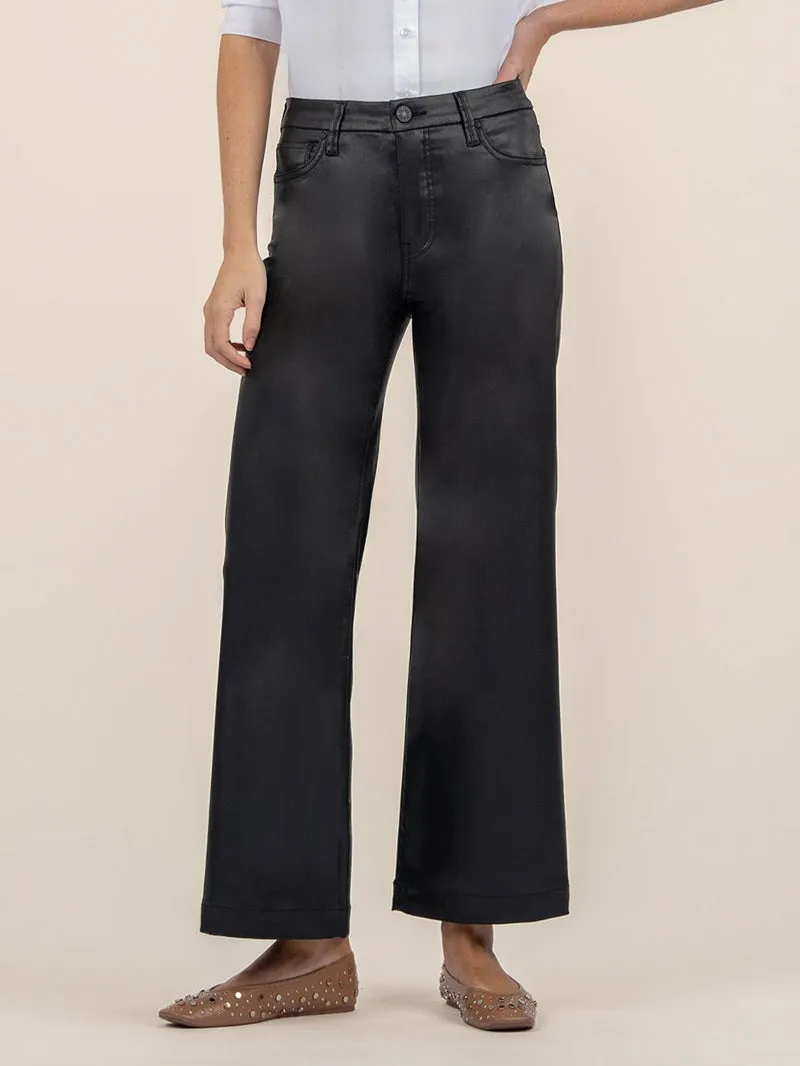 Kut from the Kloth Meg Wide Leg Coated Denim - Black