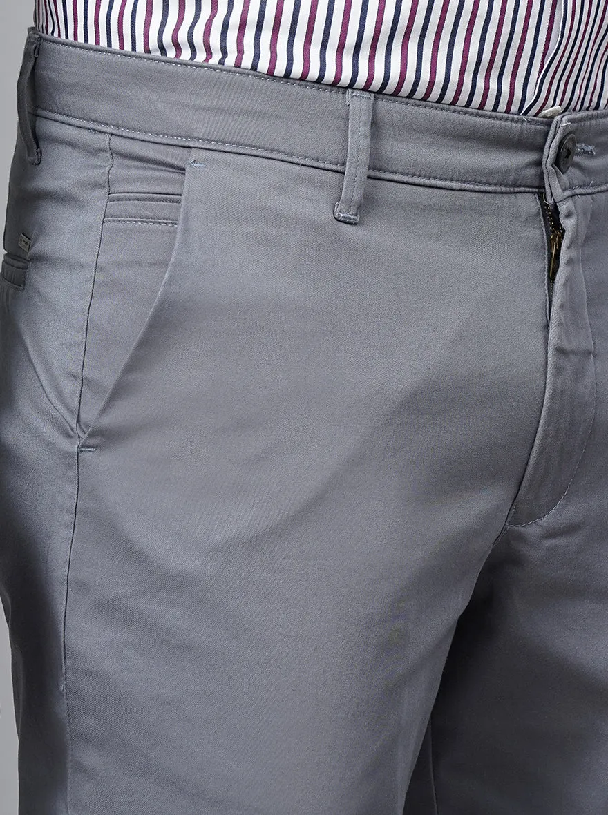 Light Grey Dobby Neo Fit Casual Trouser | Greenfibre