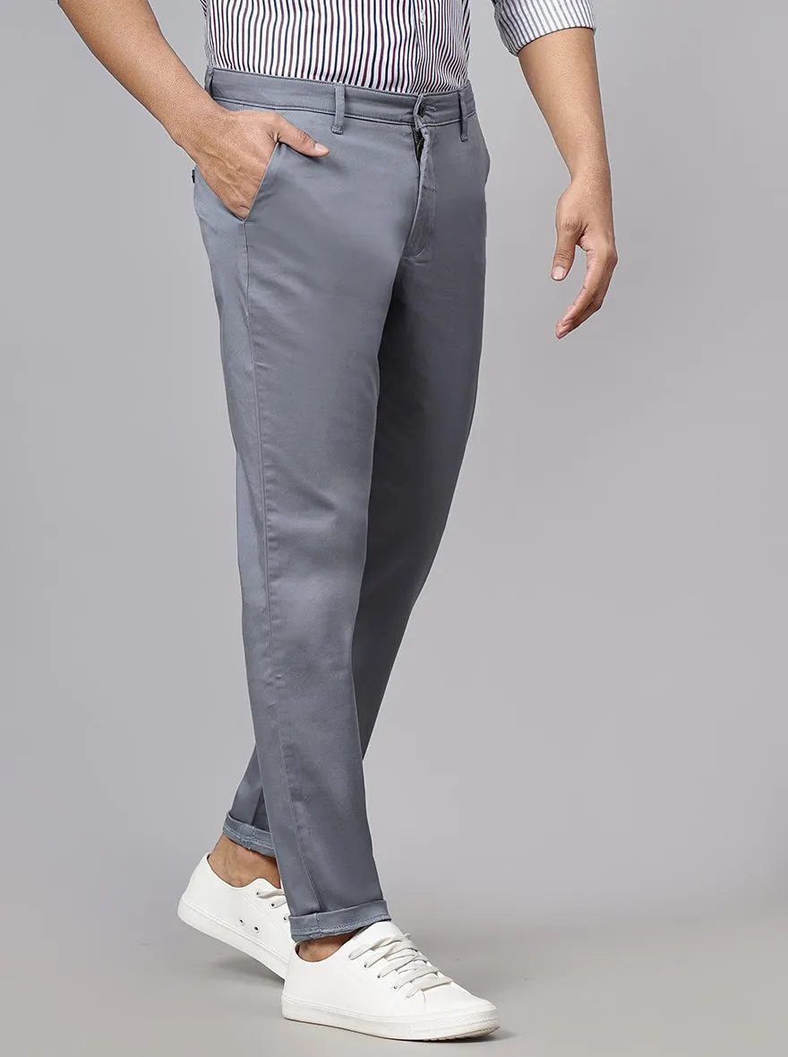 Light Grey Dobby Neo Fit Casual Trouser | Greenfibre