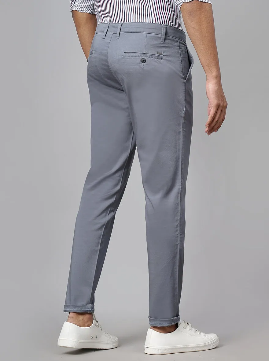 Light Grey Dobby Neo Fit Casual Trouser | Greenfibre