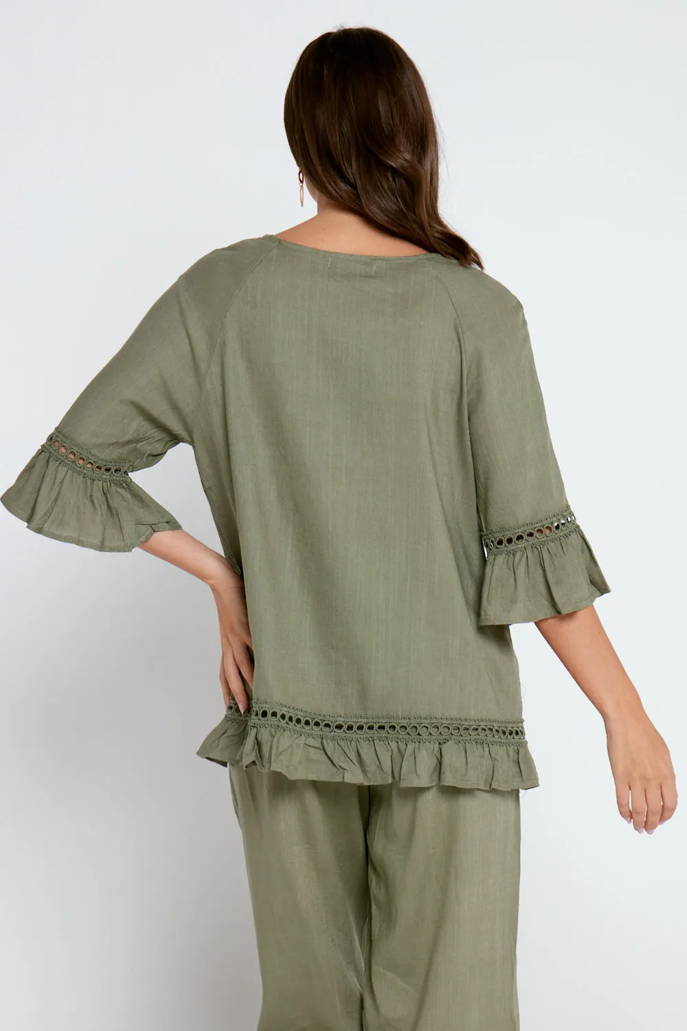 Lorelei Linen Top - Khaki