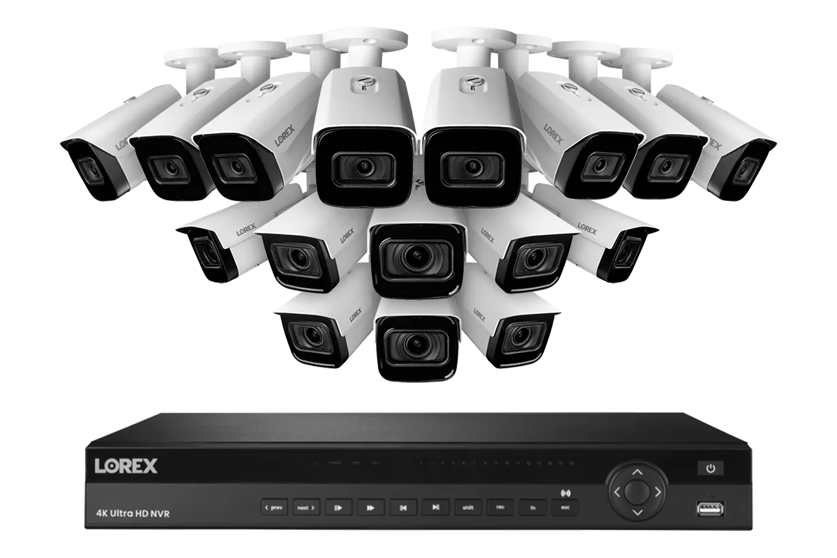 Lorex 16-Channel Smart 30 FPS 4K 4TB NVR System with Nocturnal 3 Listen-in Audio IP Cameras & Motorized Varifocal IP Cameras