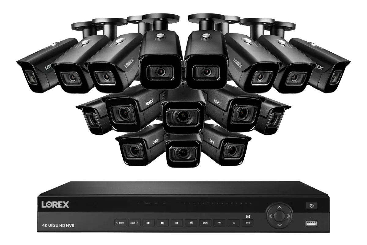 Lorex 16-Channel Smart 30 FPS 4K 4TB NVR System with Nocturnal 3 Listen-in Audio IP Cameras & Motorized Varifocal IP Cameras