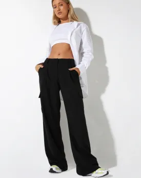 Low Rise Abba Cargo Trouser in Tailoring Black