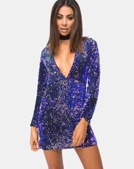 Melana Plunge Neck Bodycon Dress in Velvet Laser Pink Sequin