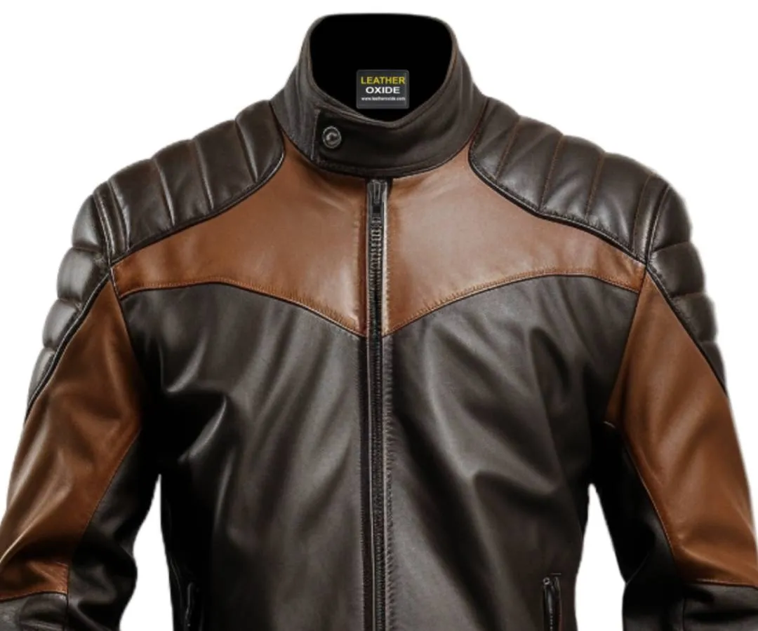 Men Black Brown Biker Stylish Leather Jacket