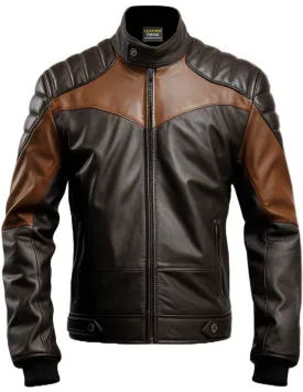 Men Black Brown Biker Stylish Leather Jacket