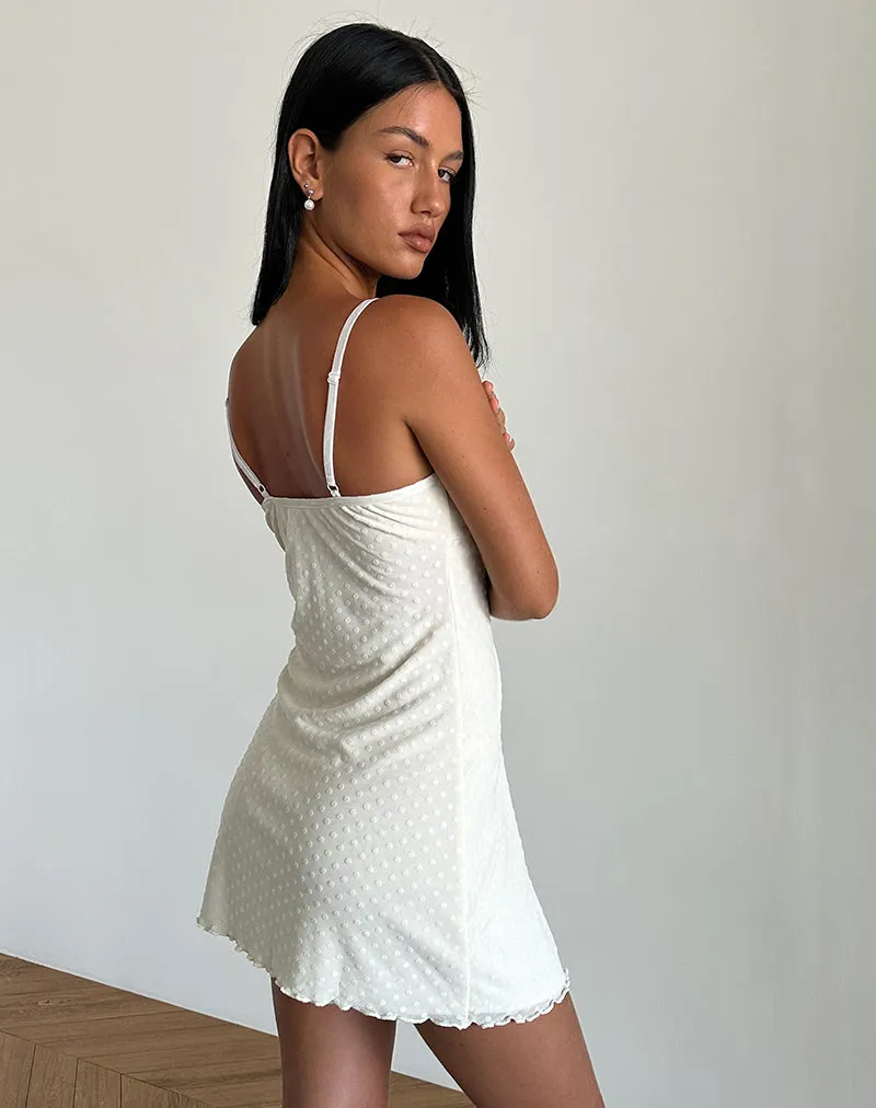 Mevila Cami Mini Dress in Ivory Polka Flock