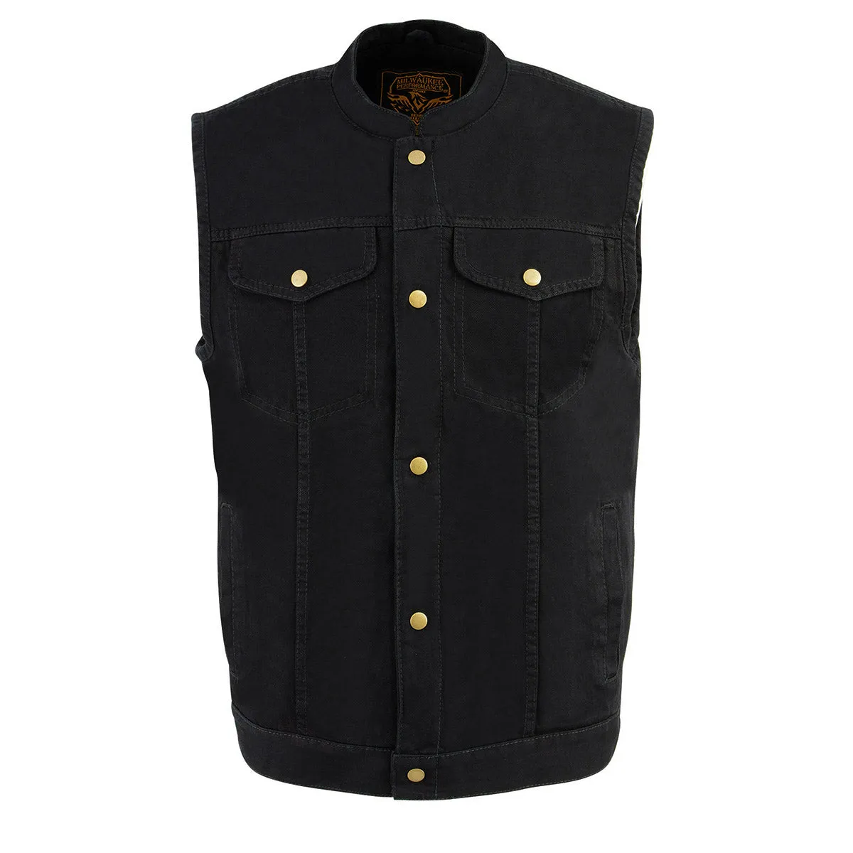 Milwaukee Leather DM2238 Men's Black Denim Snap Front Club Style Vest