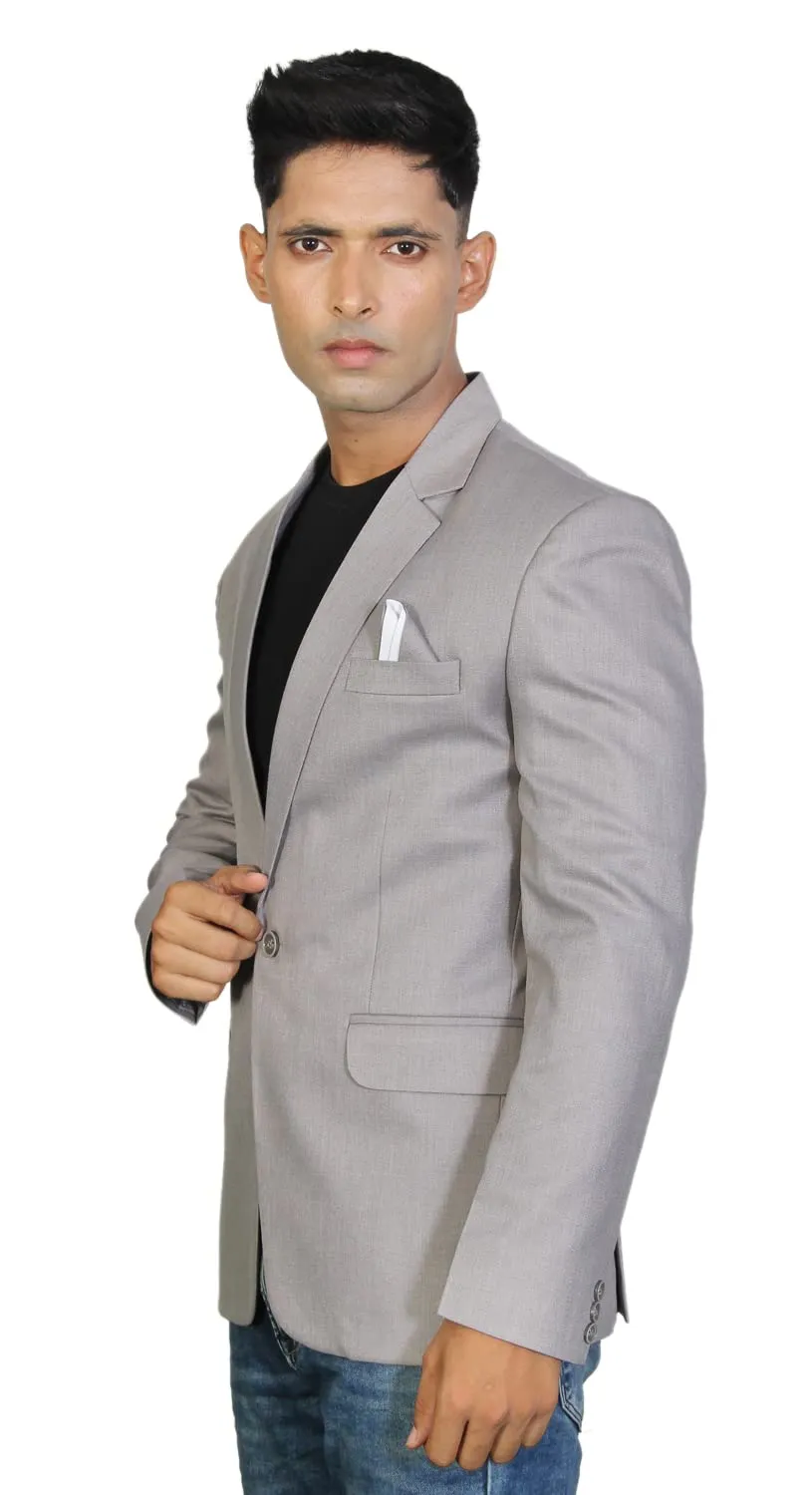 MINAAR CREATIONS Men's Casual Slim Fit Breasted Solid Blazer Suit Jacket (44, Grey)