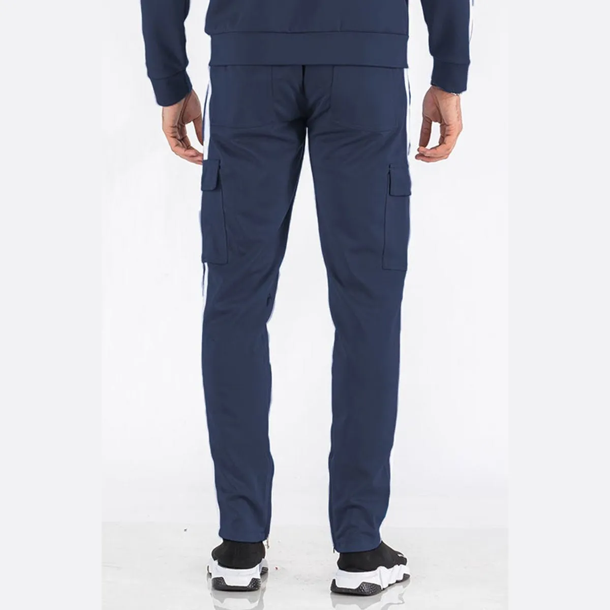 Navy Two-Stripe Cargo Track Pants