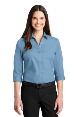 Port Authority® Ladies 3/4-Sleeve Carefree Poplin Shirt. LW102