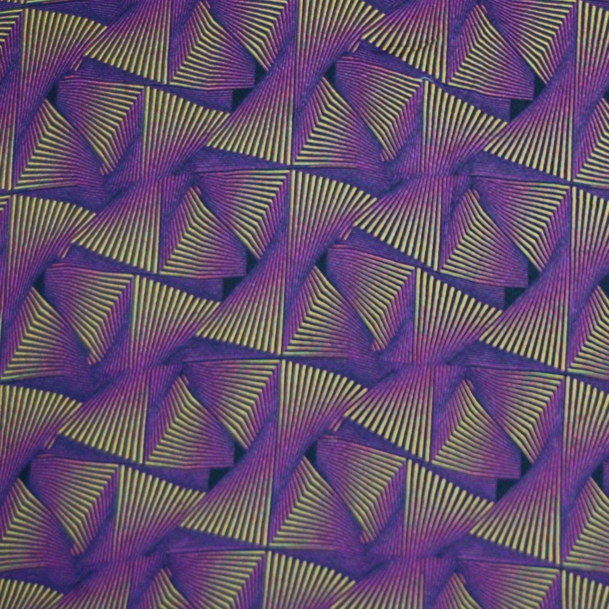 Purple & Yellow Geometrical Print Viscose Dobby Fabric