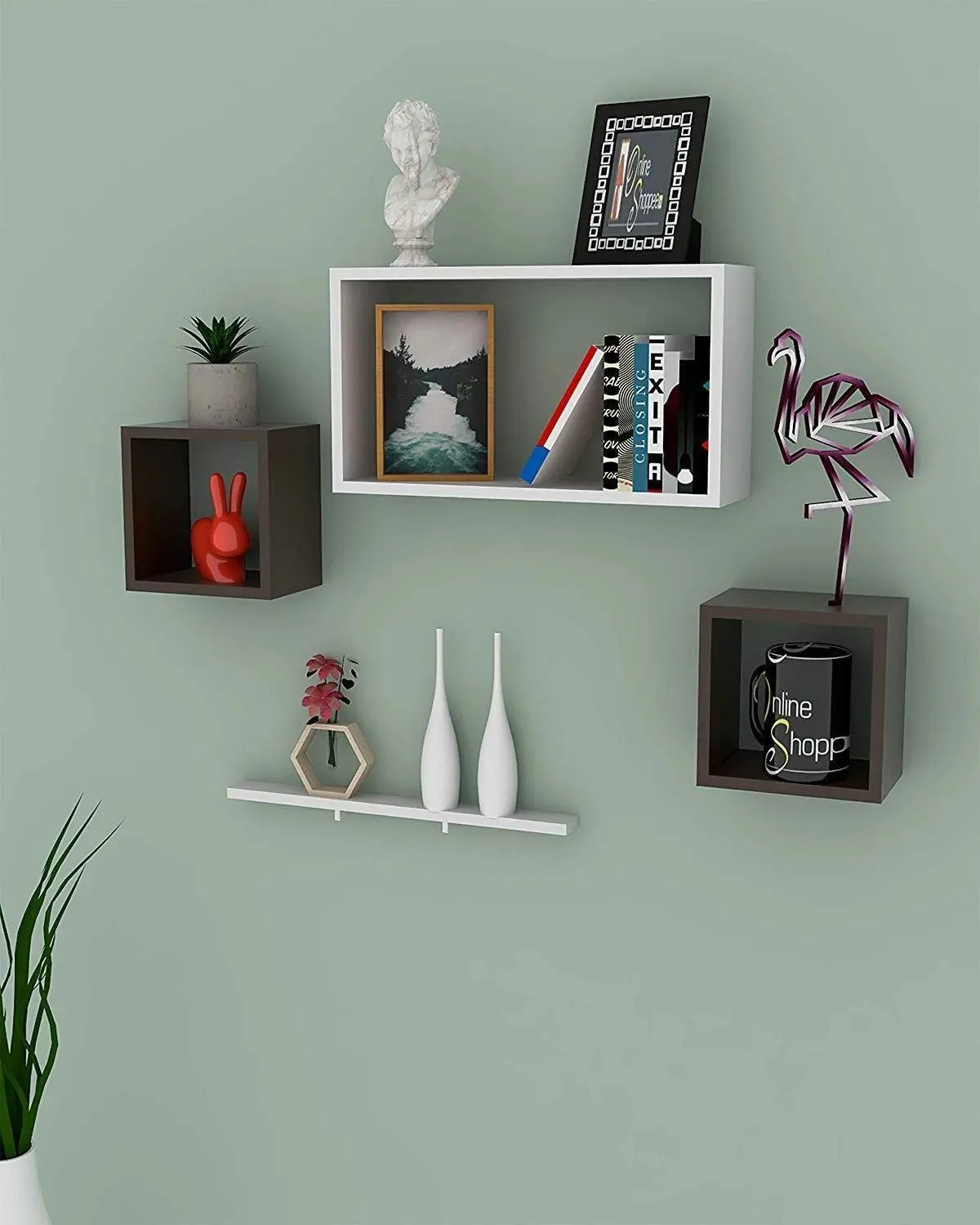 Rafuf Wooden Floating Wall Shelf with 4 Shelves