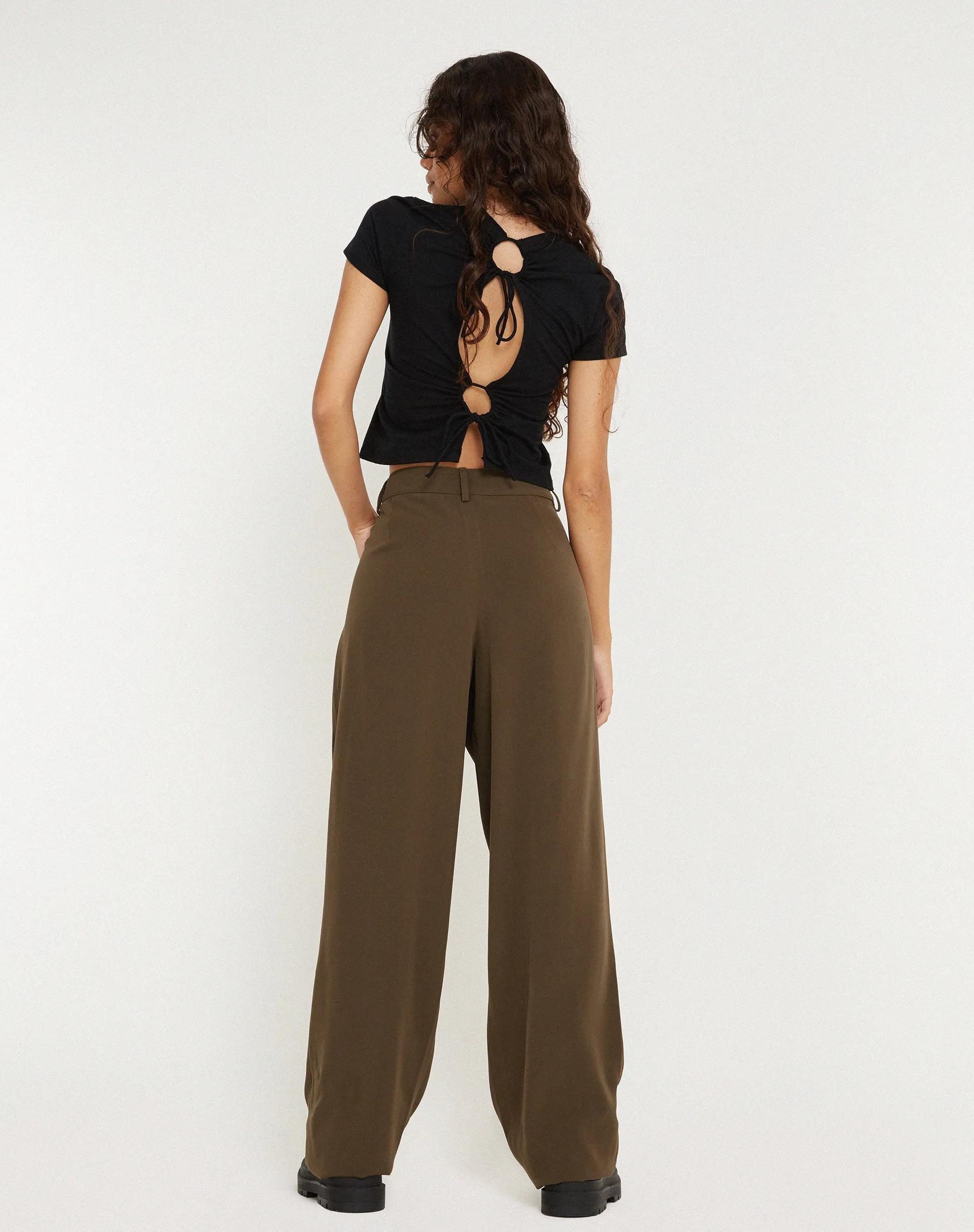 Sakaria Wide Leg Trouser in Tailoring Truffle