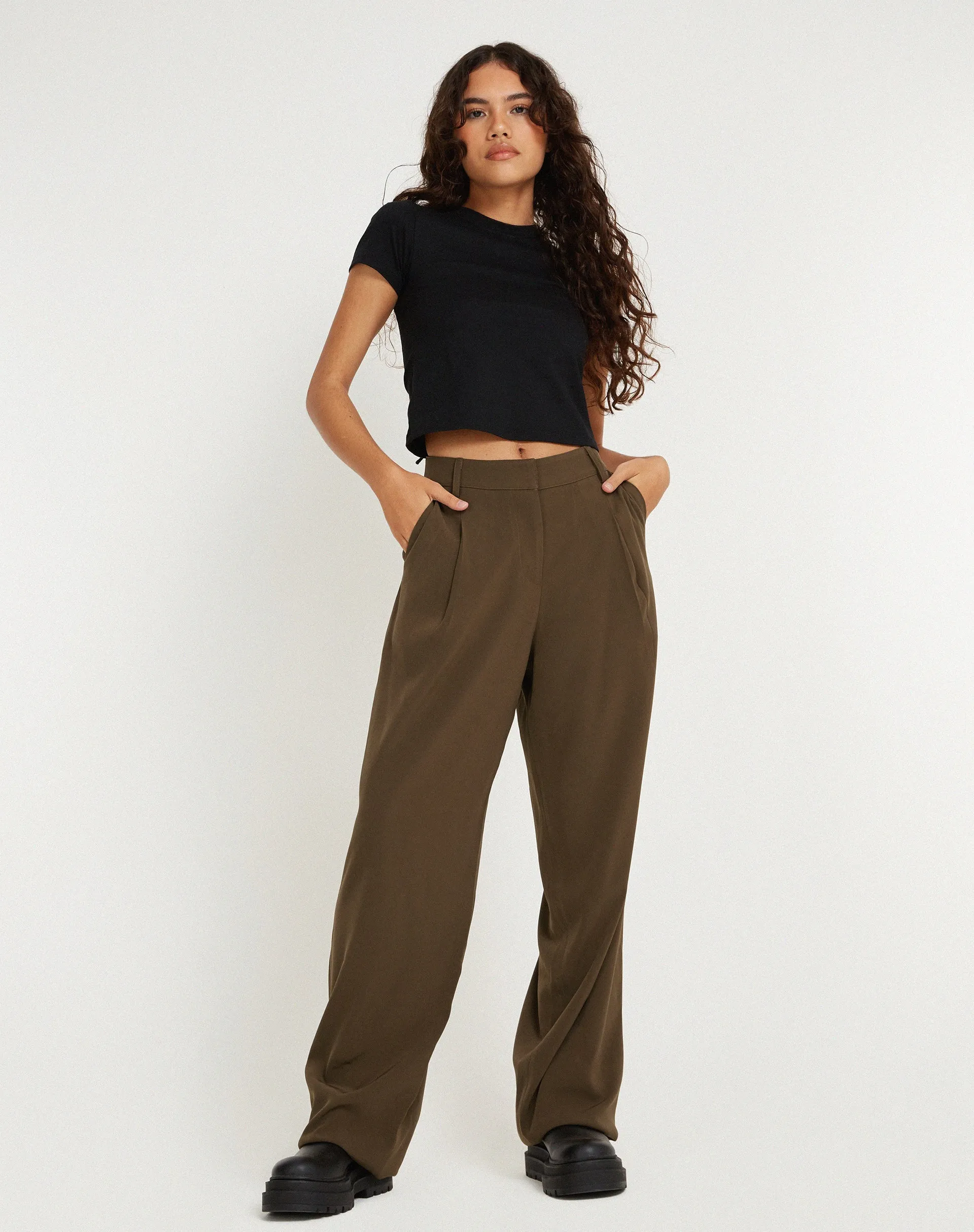 Sakaria Wide Leg Trouser in Tailoring Truffle