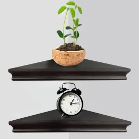 Set Of 2 Corner Floating Shelves With Concealed Hardware- Espresso