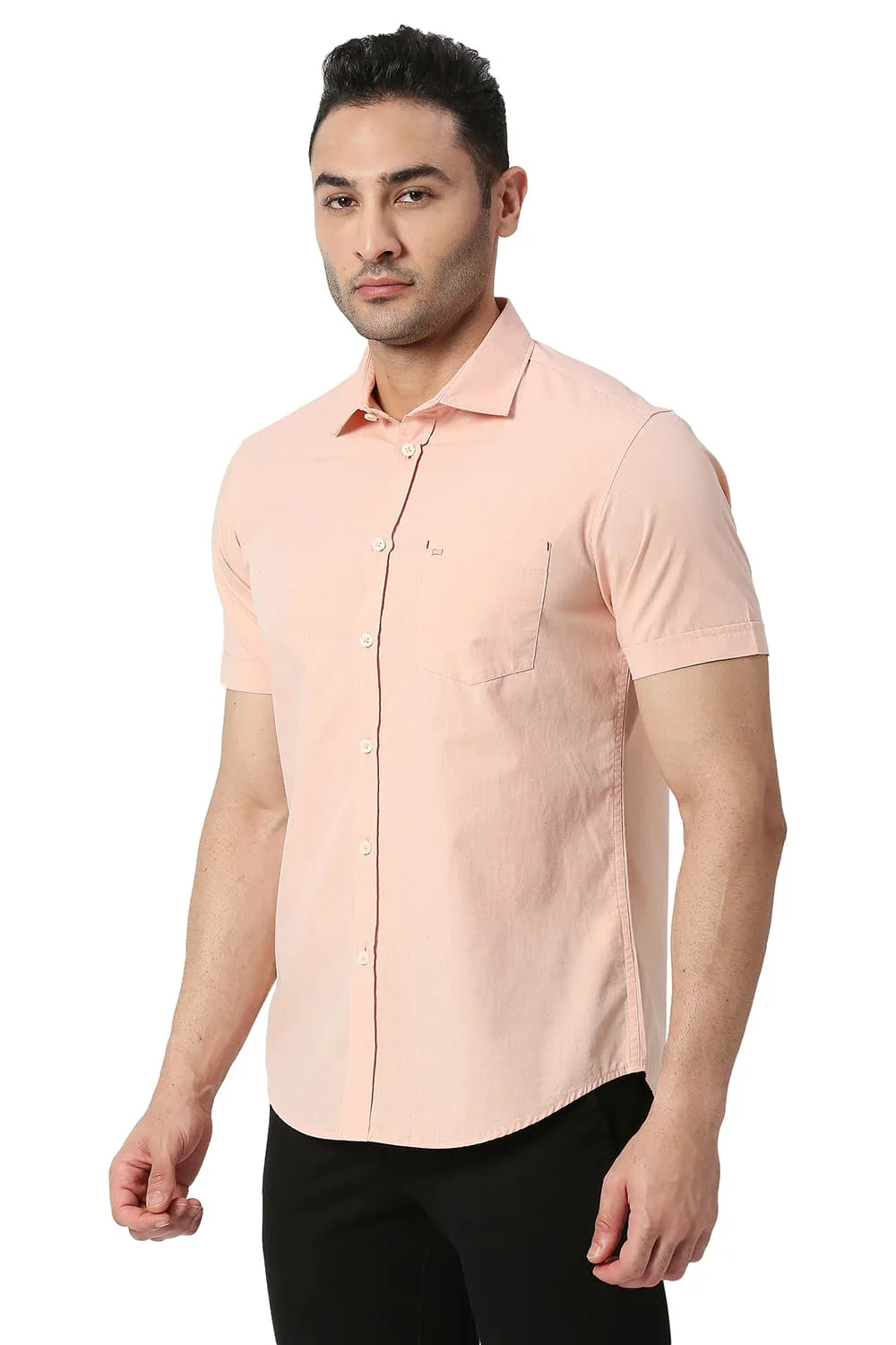 Slim Fit Cotton Fil-a-fil Halfsleeves Shirt