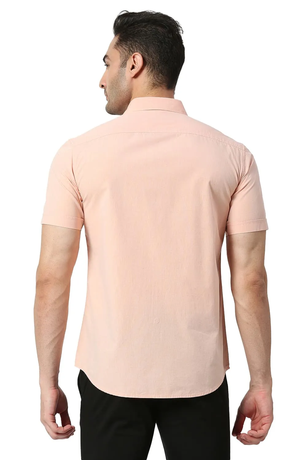 Slim Fit Cotton Fil-a-fil Halfsleeves Shirt