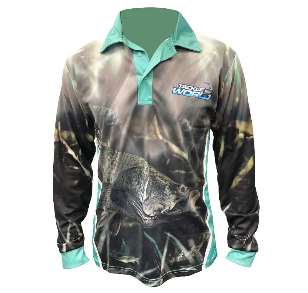 Tackle World Angler Series Barra Kids Fishing Shirt Size 10